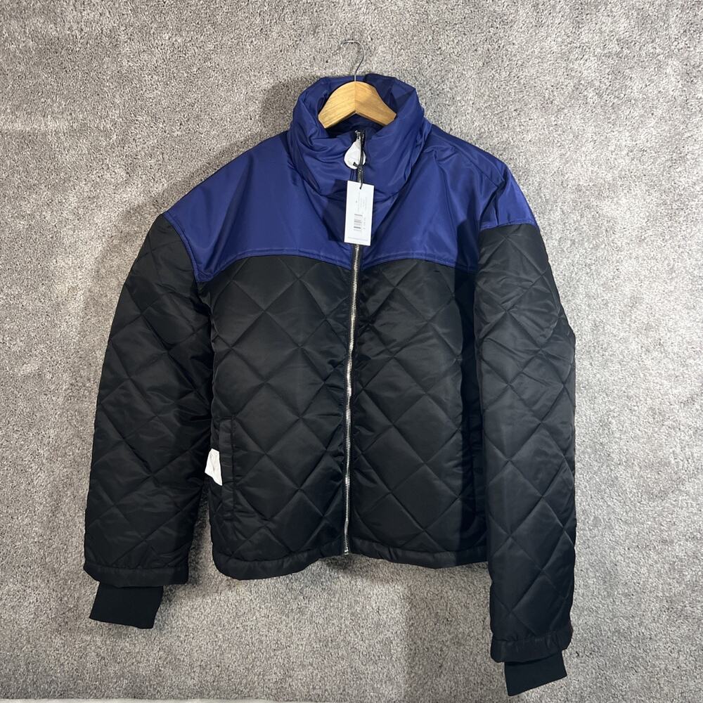 WeWoreWhat Blue Colorblock Quilted Puffer Jacket Women's Size M Medium Winter Co